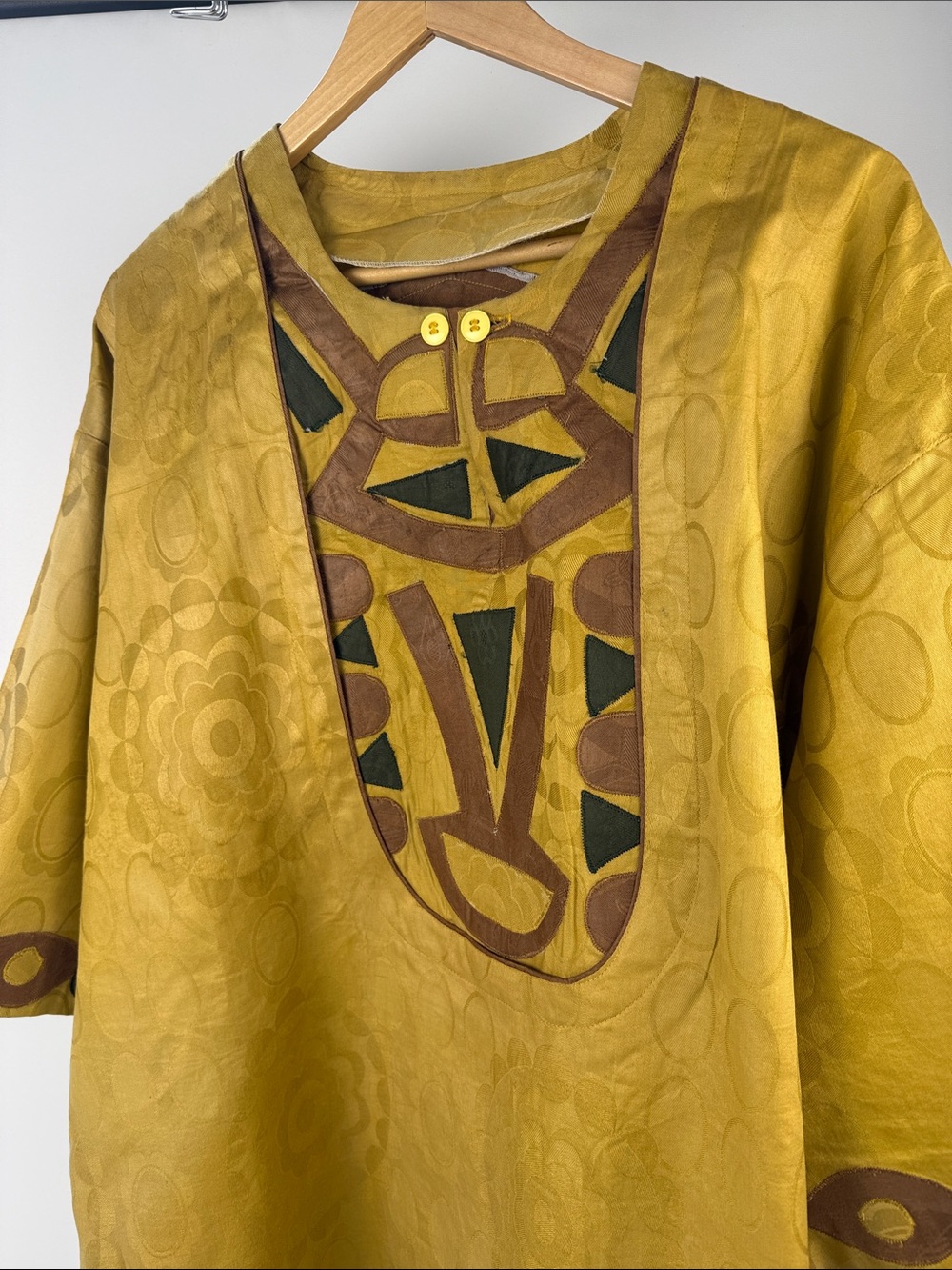 African Mustard Yellow Embroidered Tunic Top - Unbranded - Picture 4 of 4